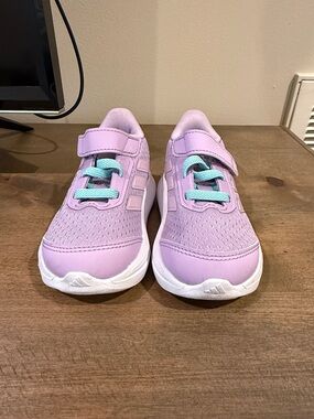 adidas Kids Lavender Sneakers with Turquoise Laces
